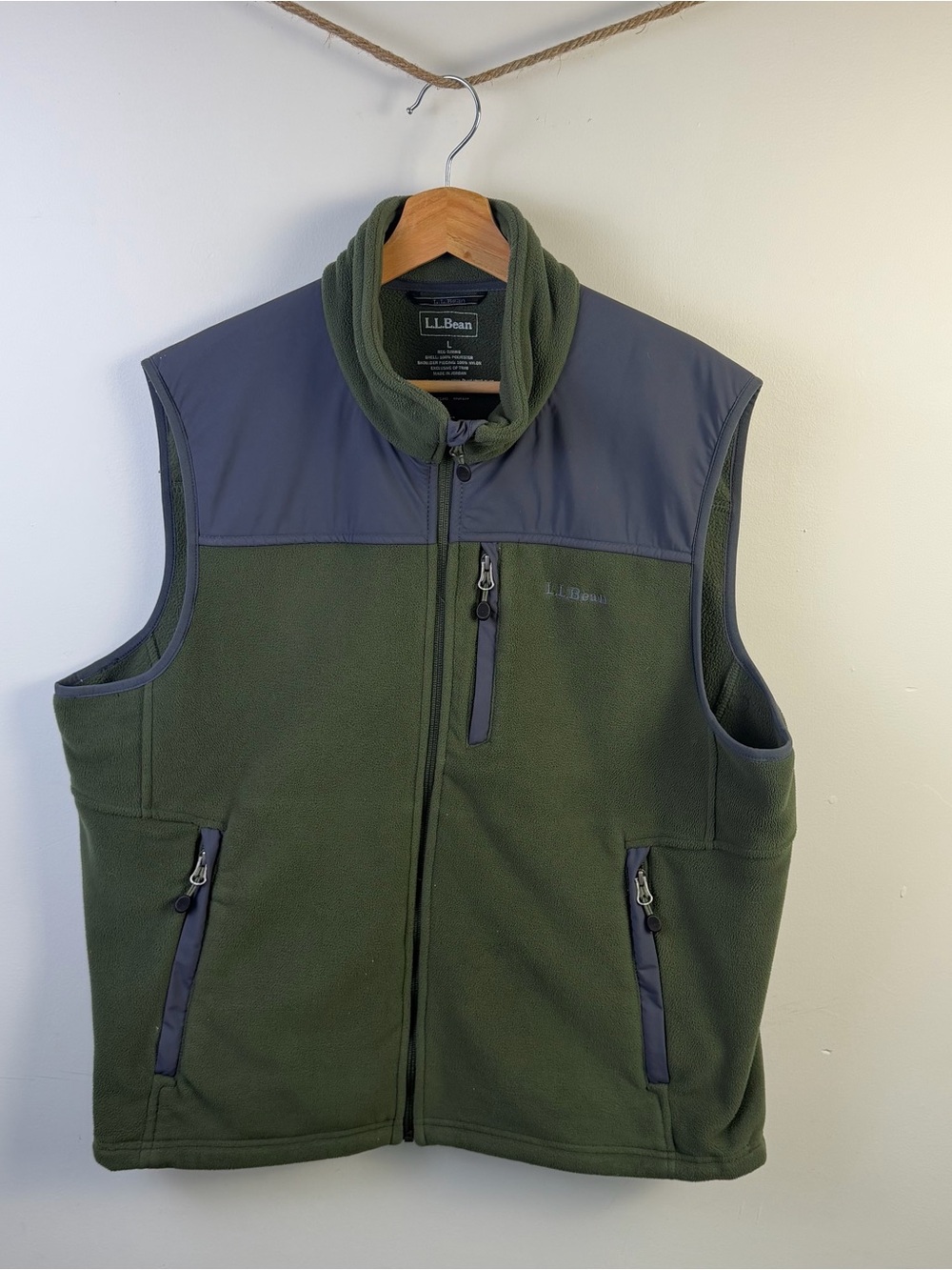 L.L. Bean Men's Olive Green Fleece Vest